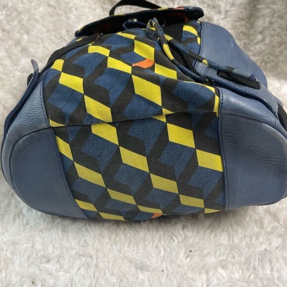 Schuyler & Sons Philadelphia leather Bleu & multi color backpack/Sling b… - Picture 6 of 16